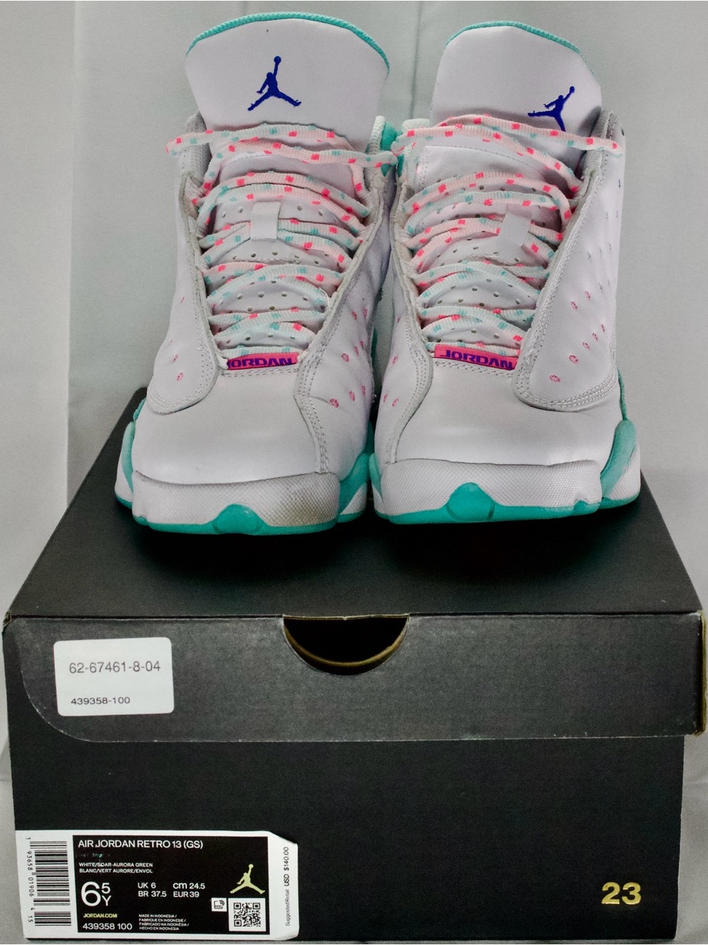 Jordan Women’s White Teal Pink Retro Basketball Sneakers